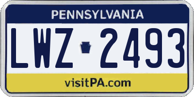 PA license plate LWZ2493