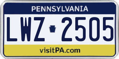 PA license plate LWZ2505