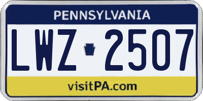 PA license plate LWZ2507