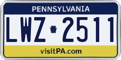 PA license plate LWZ2511