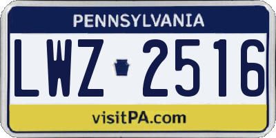 PA license plate LWZ2516