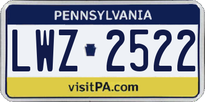 PA license plate LWZ2522