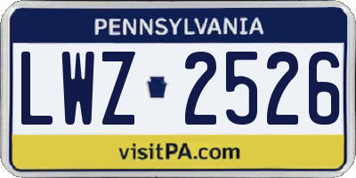 PA license plate LWZ2526