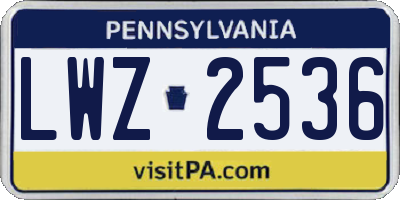 PA license plate LWZ2536