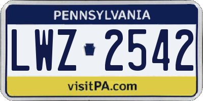 PA license plate LWZ2542