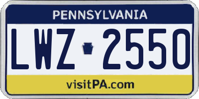 PA license plate LWZ2550