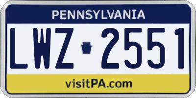 PA license plate LWZ2551