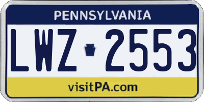PA license plate LWZ2553