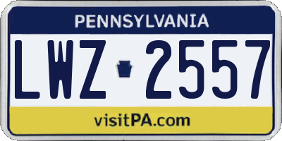 PA license plate LWZ2557