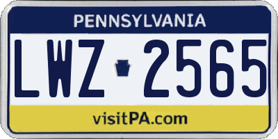 PA license plate LWZ2565