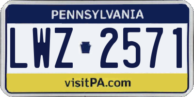 PA license plate LWZ2571