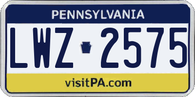 PA license plate LWZ2575