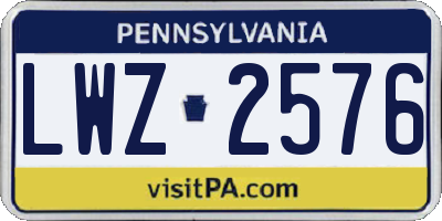PA license plate LWZ2576