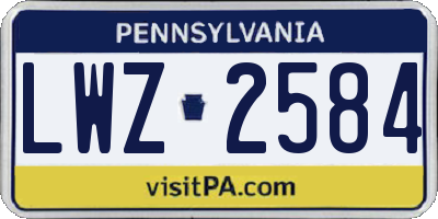 PA license plate LWZ2584