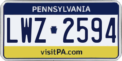 PA license plate LWZ2594