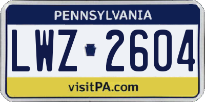PA license plate LWZ2604