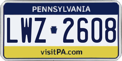 PA license plate LWZ2608