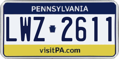 PA license plate LWZ2611