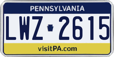 PA license plate LWZ2615