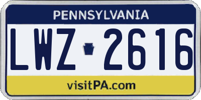 PA license plate LWZ2616
