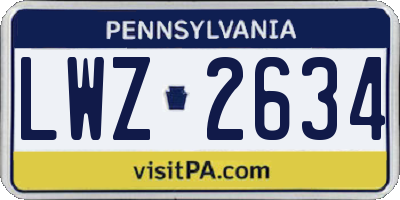 PA license plate LWZ2634