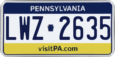 PA license plate LWZ2635