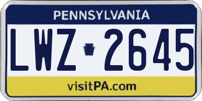 PA license plate LWZ2645