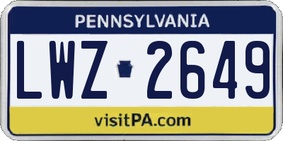 PA license plate LWZ2649