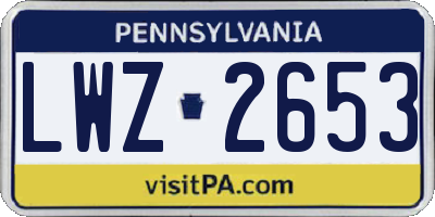 PA license plate LWZ2653