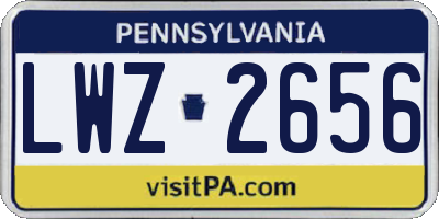PA license plate LWZ2656