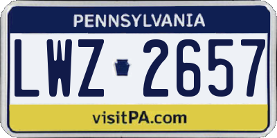 PA license plate LWZ2657