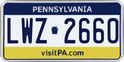 PA license plate LWZ2660