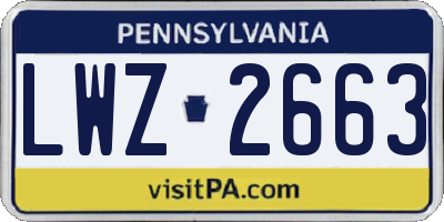 PA license plate LWZ2663