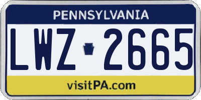 PA license plate LWZ2665