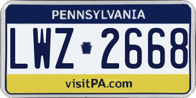 PA license plate LWZ2668