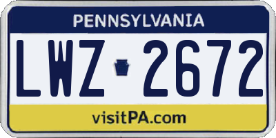 PA license plate LWZ2672