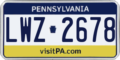 PA license plate LWZ2678