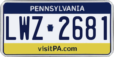 PA license plate LWZ2681