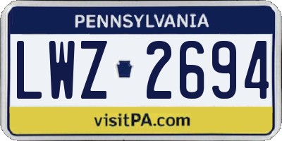 PA license plate LWZ2694