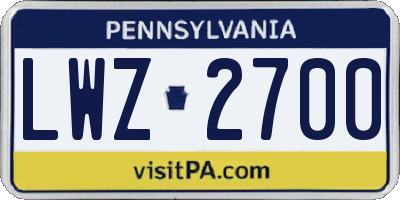 PA license plate LWZ2700