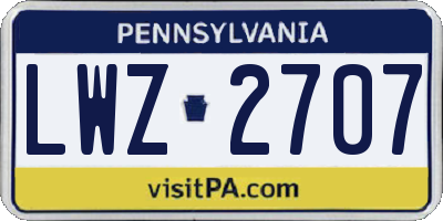 PA license plate LWZ2707