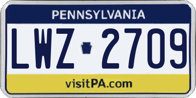PA license plate LWZ2709