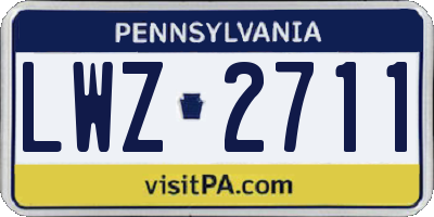 PA license plate LWZ2711