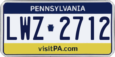 PA license plate LWZ2712