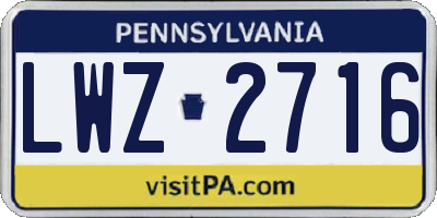 PA license plate LWZ2716