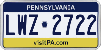 PA license plate LWZ2722