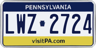 PA license plate LWZ2724