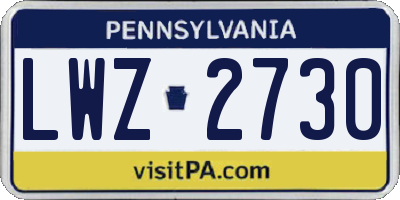 PA license plate LWZ2730