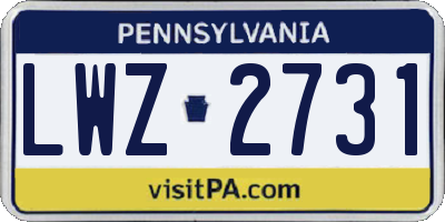 PA license plate LWZ2731