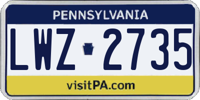 PA license plate LWZ2735